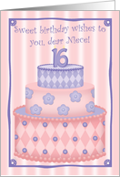 Sweet 16 Pink Cake for Niece card