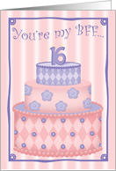 Sweet 16 Pink Cake for Best Friend card