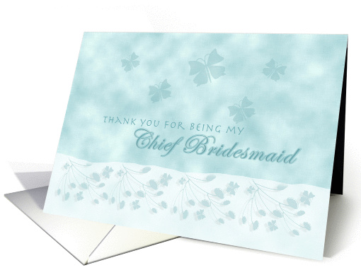 Aqua Butterfly Thank You Chief Bridesmaid card (357658)