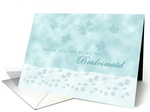 Aqua Butterfly Thank You Bridesmaid card (357662)