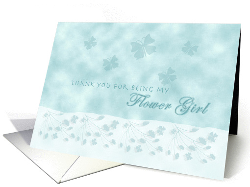 Aqua Butterfly Thank You Flower Girl card (357668)