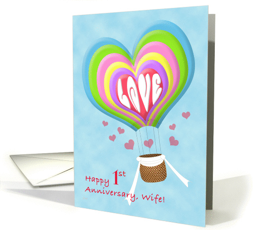 Hot Air Balloon 1st Anniversary Wife card (359300)