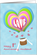 Hot Air Balloon 1st Anniversary Husband card