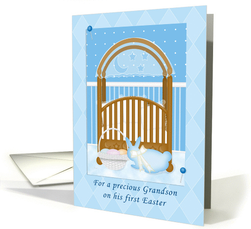Baby's Crib Grandson's First Easter card (360045)