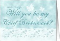 Aqua Butterfly Chief Bridesmaid Friend card