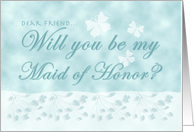 Aqua Butterfly Maid of Honor Friend card