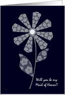 Maid of Honor Whimsical Lace Flower card