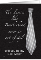 Classic Grey Tie Be My Best Man Brother card
