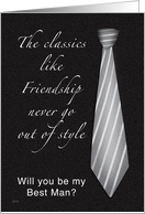 Classic Grey Tie Be My Best Man card