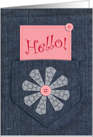 Denim Pocket Hello Blank Card
