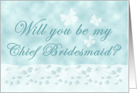 Aqua Butterfly Chief Bridesmaid Invitation card