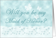 Aqua Butterfly Maid of Honor Invitation card