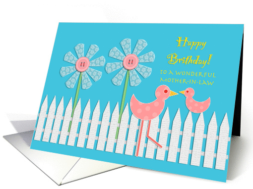 Picket Fence Flowers Mother-in-Law Birthday card (368372)