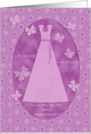 Purple Butterfly & Lace Cousin Chief Bridesmaid card