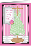 Dress Shop Cousin Matron of Honor card