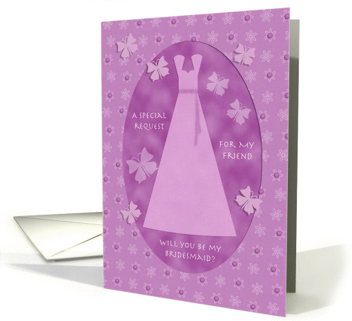 Purple Butterfly & Lace Friend Bridesmaid card (373554)