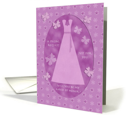 Purple Butterfly & Lace Maid of Honor card (373562)
