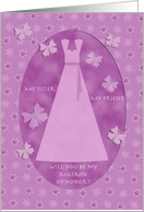 Purple Butterfly & Lace Sister Matron of Honor card