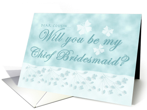 Aqua Butterfly Cousin Chief Bridesmaid card (376895)