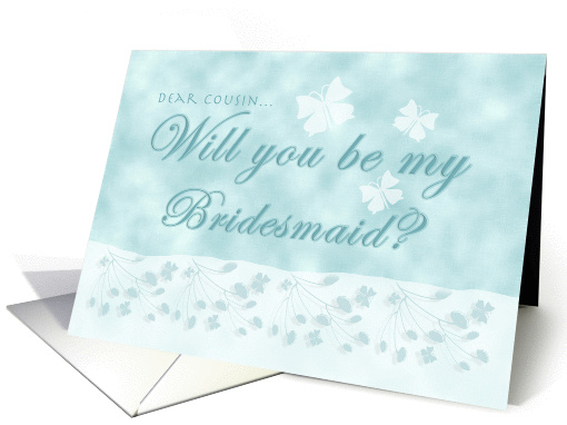 Aqua Butterfly Cousin Bridesmaid card (376898)