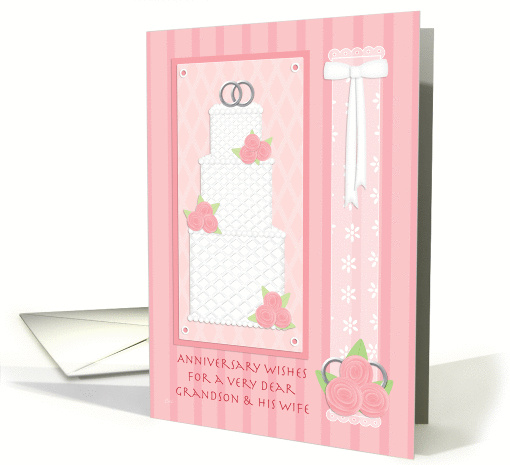 Cabbage Rose Anniversary Grandson & Wife card (381707)