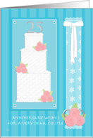 25th Anniversary in Blue for Couple (General) card