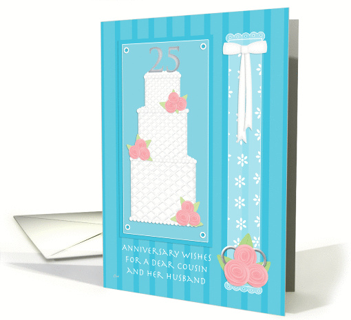 25th Anniversary in Blue for Cousin & Husband card (382287)