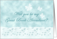 Aqua Butterfly Guest Book Attendant card