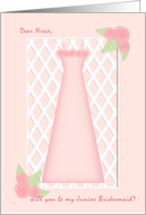 Pink Rose Garden Niece Junior Bridesmaid card