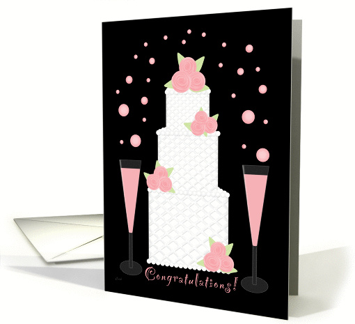 Pink Champagne & Cake Wedding Congratulations card (387122)