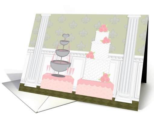 Wedding Reception Cake Pink Champagne Invitations card (387172)