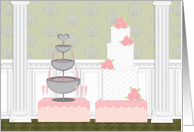 Wedding Reception Cake Pink Champagne Invitations card