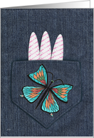 Denim Pocket Butterfly Period Congrats card