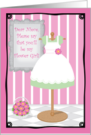 Dress Shop Be My Flower Girl Niece card