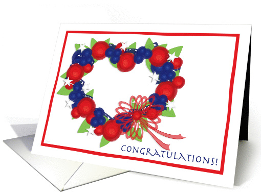 US American Citizen Citizenship Congratulations Heart Wreath card