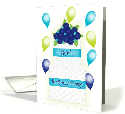 60th Birthday Invite Cake & Balloons card (391064)