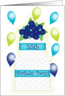 55th Birthday Invite Cake & Balloons card