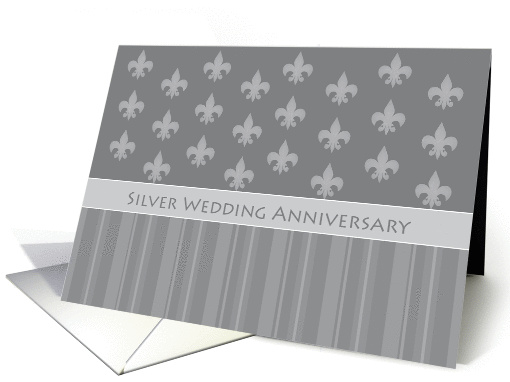 Fleur de Lis Silver Anniversary Party card (393754)