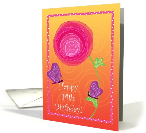 Butterfly Whimsy 14th Birthday card (398633)