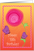 Butterfly Whimsy 13th Birthday card