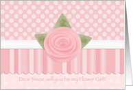Pink Rose Dots & Stripes Niece Flower Girl card
