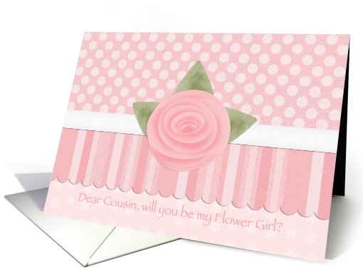 Pink Rose Dots & Stripes Cousin Flower Girl card (404003)
