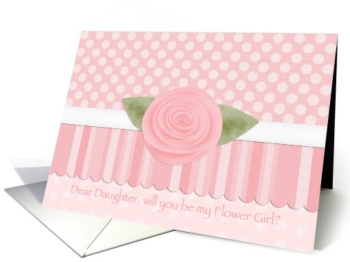 Pink Rose Dots & Stripes Daughter Flower Girl card (404044)
