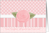Pink Rose Dots & Stripes Daughter Flower Girl card
