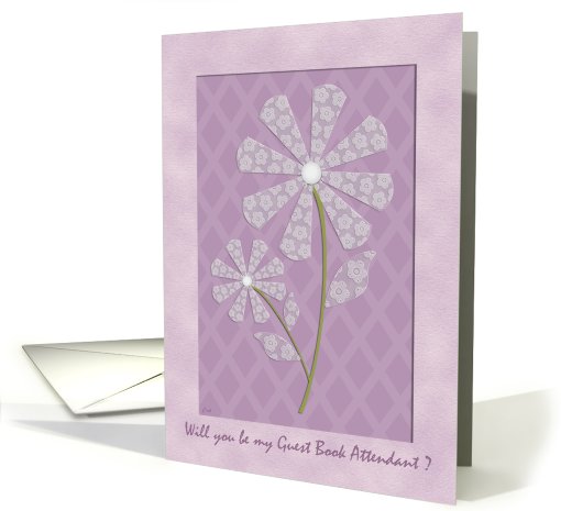 Lavender Lace Flower Guest Book Attendant card (408306)