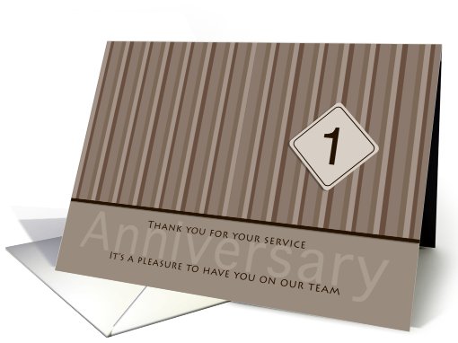 Employee Anniversary Taupe 1 Year card (409036)
