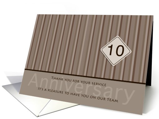 Employee Anniversary Taupe 10 Years card (409312)
