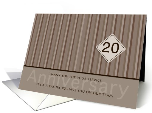 Employee Anniversary Taupe 20 Years card (409322)
