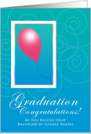 One Balloon Graduation Bachelor of Science card