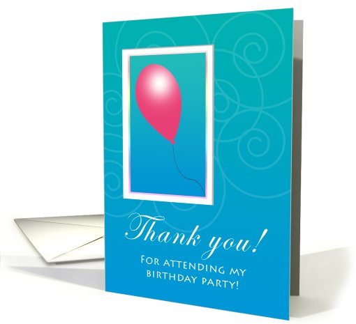 Thank You Coming to My Birthday Party Balloon Red card (415487)
